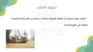 الغضب تعريف
”
الخفيفف ارة اثافت فال ا حفدت تختلفف شعورية عاطفة أو إحساس هو الغضب
ة
الحادة ورة ال إلى ًااء انت
”