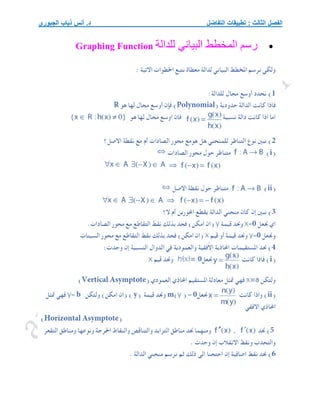 ‫التفاضل‬ ‫تطبيقات‬ : ‫الثالث‬ ‫الفصل‬
‫الجبوري‬ ‫ذياب‬ ‫أنس‬ .‫د‬

‫رسم‬
‫المخطط‬
‫البياني‬
‫للدالة‬
Graphing Function
 