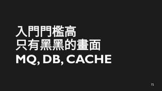 72
TT
ֻкںڵĮ
MQ, DB, CACHE
 