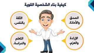 ‫الشخصية‬ ‫بناء‬ ‫كيفية‬
‫القوية‬
‫التعل‬
‫دالدراسة‬
.
‫الصدق‬
‫مانة‬ ‫دا‬
.
‫الثقة‬
‫بالافس‬
.
‫اإلرادة‬
‫دالعزم‬
.
 