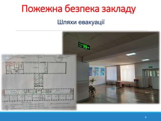 Пожежна безпека закладу
6
Шляхи евакуації
 