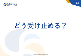 ©2020 Fullstream Solutions, Inc.
どう受け⽌める？
13
 