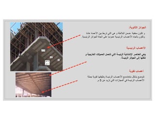 ‫الرئيسي‬ ‫اﻷعصاب‬
‫ة‬
‫ارج‬ ‫ال‬ ‫ﻻت‬ ‫ال‬ ‫ل‬ ‫ت‬ ‫ي‬ ‫ال‬ ‫ة‬ ‫ئ‬ ‫ال‬ ‫ة‬ ‫ائ‬ ‫اﻹن‬ ‫اص‬ ‫الع‬ ‫وهي‬
‫و‬ ‫ة‬
‫ة‬ ‫ئ‬ ‫ال‬ ‫ائ‬ ‫ال‬ ‫إلى‬ ‫قلها‬ ‫ت‬
.
‫تقوية‬ ‫أعصاب‬
‫ج‬ ‫تقوية‬ ‫وظيفتها‬ ‫الرئيسة‬ ‫اﻷعصاب‬ ‫متعامدمع‬ ‫بشكل‬ ‫تتوضع‬
‫ملة‬
‫عن‬ ‫تزيد‬ ‫التي‬ ‫المجازات‬ ‫في‬ ‫الرئيسة‬ ‫اﻷعصاب‬
5
‫م‬
.
‫الثانوية‬ ‫الجوائز‬
:
‫عا‬ ‫اﻷعمدة‬ ‫بين‬ ‫تربط‬ ‫التي‬ ‫هي‬ ‫و‬ ‫البﻼطة‬ ‫ضمن‬ ‫مخفية‬ ‫تكون‬ ‫و‬
‫دة‬
‫ا‬ ‫الجوائز‬ ‫اتجاة‬ ‫على‬ ‫عموديا‬ ‫الرئيسية‬ ‫اﻷعصاب‬ ‫باتجاه‬ ‫وتكون‬
‫لرئيسية‬
.
 