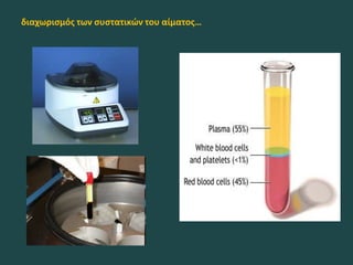 διαχωρισμός των συστατικών του αίματος…
 