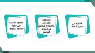 ‫هي‬ ‫التنمية‬
‫شاملة‬ ‫عملية‬
.
‫مساهمة‬
‫المبادرات‬
‫الصغر‬ ‫والمشاريع‬
‫ى‬
‫التنمية‬ ‫في‬
‫الشاملة‬
.
‫البشرية‬ ‫الموارد‬
‫القوة‬ ‫هي‬
‫للتنمي‬ ‫الدافعة‬
‫ة‬
.
 