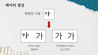 데이터 생성
템플릿 크롭
Train data
399자
Validation data
11,172자
 