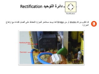 ‫التوحيد‬ ‫دائرة‬
Rectification
‫من‬ ‫تتكوم‬ ‫قد‬
4
diodes
‫من‬ ‫أو‬
Bridge
‫ارتفو‬ ‫موع‬ ‫كفواءة‬ ‫أفضول‬ ‫علوى‬ ‫للحفواظ‬ ‫للحرارة‬ ‫مستشعر‬ ‫يوجد‬ ‫كما‬
‫اع‬
‫الحرارة‬
 