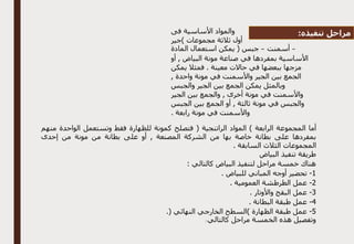 ‫األساسية‬ ‫والمواد‬
‫فى‬
‫)جير‬ ‫مجموعات‬ ‫ثالثة‬ ‫أول‬
–
‫أسمنت‬
–
‫المادة‬ ‫استعمال‬ ‫يمكن‬ ( ‫جبس‬
‫مونة‬ ‫صناعة‬ ‫في‬ ‫بمفردها‬ ‫األساسية‬
‫أو‬ , ‫البياض‬
‫يمكن‬ ‫فمثال‬ . ‫معينة‬ ‫حاالت‬ ‫في‬ ‫ببعضها‬ ‫مزجها‬
, ‫واحدة‬ ‫مونة‬ ‫في‬ ‫واألسمنت‬ ‫الجير‬ ‫بين‬ ‫الجمع‬
‫والجبس‬ ‫الجير‬ ‫بين‬ ‫الجمع‬ ‫يمكن‬ ‫وبالمثل‬
‫الجير‬ ‫بين‬ ‫والجمع‬ , ‫أخرى‬ ‫مونة‬ ‫في‬ ‫واألسمنت‬
‫الجبس‬ ‫بين‬ ‫الجمع‬ ‫أو‬ , ‫ثالثة‬ ‫مونة‬ ‫في‬ ‫والجبس‬
. ‫رابعة‬ ‫مونة‬ ‫في‬ ‫واألسمنت‬
‫المجمو‬ ‫أما‬
‫منهم‬ ‫الواحدة‬ ‫وتستعمل‬ ‫فقط‬ ‫للظهارة‬ ‫كمونة‬ ‫فتصلح‬ ( ‫الراتنجية‬ ‫المواد‬ ) ‫الرابعة‬ ‫عة‬
‫إحدى‬ ‫من‬ ‫مونة‬ ‫من‬ ‫بطانة‬ ‫على‬ ‫أو‬ , ‫المصنعة‬ ‫الشركة‬ ‫من‬ ‫بها‬ ‫خاصة‬ ‫بطانة‬ ‫على‬ ‫بمفردها‬
. ‫السابقة‬ ‫الثالث‬ ‫المجموعات‬
‫البياض‬ ‫تنفيذ‬ ‫طريقة‬
: ‫كالتالي‬ ‫البياض‬ ‫لتنفيذ‬ ‫مراحل‬ ‫خمسة‬ ‫هناك‬
1
-
‫الم‬ ‫أوجه‬ ‫تحضير‬
. ‫للبياض‬ ‫باني‬
2
-
. ‫العمومية‬ ‫الطرطشة‬ ‫عمل‬
3
-
. ‫واألوتار‬ ‫البقج‬ ‫عمل‬
4
-
. ‫البطانة‬ ‫طبقة‬ ‫عمل‬
5
-
.( ‫النهائي‬ ‫الخارجي‬ ‫)السطح‬ ‫الظهارة‬ ‫طبقة‬ ‫عمل‬
‫كالتالي‬ ‫مراحل‬ ‫الخمسة‬ ‫هذه‬ ‫وتفصيل‬
:
 