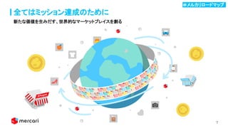 7
全てはミッション達成のために
新たな価値を生みだす、世界的なマーケットプレイスを創る
＃メルカリロードマップ .
 