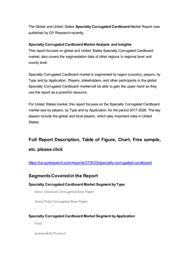 Specialty Corrugated Cardboard Market Trends, Share, Size, Growth and