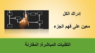‫الكل‬ ‫إدراك‬
‫الجزء‬ ‫فهم‬ ‫على‬ ‫معين‬
‫المباشرة‬ ‫التقنيات‬
:
‫المقارنة‬
 