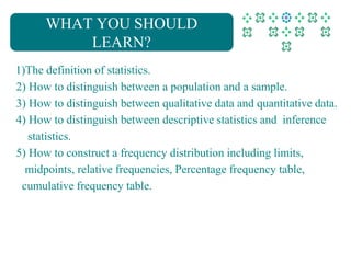 first lecture to elementary statistcs | PDF