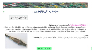 BEST FOR You
O R G A N I C S C O M P A N Y
PresentationCoverTitle
» ‫ئۆتۆمۆ‬ ‫کانی‬ ‫ره‬ ‫سێنسه‬
‫بیل‬
‫ر‬ ‫سێنسه‬ ‫ئۆکسجین‬
‫ندازیار‬ ‫ئه‬
:
‫حسن‬ ‫زریان‬
•
‫ر‬ ‫سێنسه‬ ‫ئۆکسجین‬ ‫زرکۆنیا‬
(
zircona oxygen sensor
)
‫دایۆکساید‬ ‫زرکۆنیۆم‬ ‫له‬ ‫که‬ ‫ره‬ ‫سێنسه‬ ‫ئۆکسجین‬ ‫جۆری‬ ‫بااڵوترین‬ ‫ر‬ ‫به‬
(
zirconium dioxide
)
‫درووستکراوه‬
‫وه‬
( thimble)
‫پۆشکراو‬ ‫ڕوو‬ ‫که‬ ‫ه‬
‫نێوان‬ ‫له‬ ‫ئۆکسجین‬ ‫جیاوازی‬ ‫وه‬ ‫ویت‬ ‫که‬ ‫ئه‬ ‫که‬ ‫ڕووه‬ ‫ر‬ ‫به‬ ‫ئۆکسجین‬ ‫ئایۆنی‬ ‫لێشاوی‬ ‫کاتێک‬ ‫وه‬ ، ‫کات‬ ‫ئه‬ ‫ئیش‬ ‫لکترۆد‬ ‫ئه‬ ‫ک‬ ‫وه‬ ‫که‬ ‫پالتینۆم‬ ‫به‬
‫ڕووی‬
‫بێت‬ ‫ئه‬ ‫درووست‬ ‫زۆرتر‬ ‫ی‬ ‫یه‬ ‫ڤۆڵتی‬ ‫بێت‬ ‫زۆرتر‬ ‫یه‬ ‫جیاوازیی‬ ‫م‬ ‫ئه‬ ‫تا‬ ‫وه‬ ‫کات‬ ‫ئه‬ ‫درووست‬ ‫بۆ‬ ‫مان‬ ‫یه‬ ‫ڤۆڵتی‬ ‫بێت‬ ‫ئه‬ ‫دروست‬ ‫وه‬ ‫ره‬ ‫ده‬ ‫و‬ ‫ناوه‬
.
‫تێبینی‬
:
‫که‬ ‫ره‬ ‫واشه‬ ‫ی‬ ‫تیره‬ ‫ڵ‬ ‫گه‬ ‫له‬ ‫کانی‬ ‫دانه‬ ‫ی‬ ‫تیره‬ ‫رێک‬ ‫سێنسه‬ ‫ئۆکسجین‬ ‫زیرکۆنیا‬ ‫موو‬ ‫هه‬
‫ی‬
=
18 mm
 