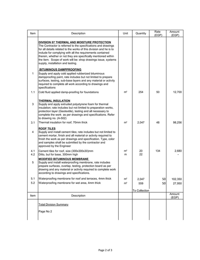 Bill Of Quantities Issued For Construction | PDF | Civil Engineering ...
