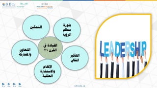 ‫التعاون‬
‫واملشاركة‬
‫التمك‬
‫اإلهلام‬
‫واالستثارة‬
‫العقلية‬
‫بلورة‬
‫معامل‬
‫الرؤية‬
‫التأثري‬
‫املثايل‬
‫يف‬ ‫القيادة‬
‫القرن‬
21
 