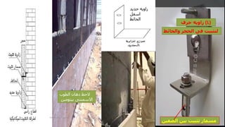 ‫حرف‬ ‫زاويه‬ (L)
‫والحائط‬ ‫الحجر‬ ‫فى‬ ‫لتثبيت‬
‫الصف‬ ‫بين‬ ‫تثبيت‬ ‫مسمار‬
‫ين‬
‫حديد‬ ‫زاويه‬
‫اسفل‬
‫الحائط‬
‫الطوب‬ ‫دهان‬ ‫الحظ‬
‫بيتومين‬ ‫االسمنتى‬
‫مهندس‬
/
‫سعيد‬ ‫ابراهيم‬
261
 