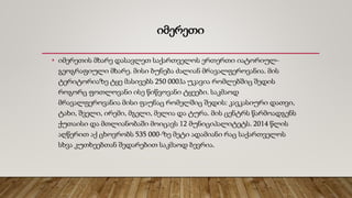 იმერეთი
• იმერეთის მხარე დასავლეთ საქართველოს ერთერთი იატორიულ-
გეოგრაფიული მხარე. მისი ბუნება ძალიან მრავალფეროვანია. მის
ტერიტორიაზე ტყე მასივებს 250 000ჰა უკავია რომლებშიც შედის
როგორც ფოთლოვანი ისე წიწვოვანი ტყეები. საკმაოდ
მრავალფეროვანია მისი ფაუნაც რომელშიც შედის: კავკასიური დათვი,
ტახი, შველი, ირემი, მგელი, მელია და ტურა. მის ცენტრს წარმოადგენს
ქუთაისი და მთლიანობაში მოიცავს 12 მუნიციპალიტეტს. 2014 წლის
აღწერით აქ ცხოვრობს 535 000-ზე მეტი ადამიანი რაც საქართველოს
სხვა კუთხეებთან შედარებით საკმაოდ ბევრია.
 