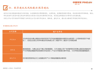 33
我们认为未来随着新能源汽车的发展，全球镍的需求将持续增长，而供给端，我国镍资源较为紧缺，存在较高的对外依赖度，因此，
率先在海外尤其是印度尼西亚布局的企业资源以及成本优势将更为突出，有望受益新能源汽车带来行业发展机遇。
目前上市公司中在海外布局镍产业的有色公司主要有华友钴业、格林美、盛屯矿业，建议关注镍海外布局较多的华友钴业。
数据来源：公司公告，平安证券研究所
六、投资建议及风险提示:投资建议
 镍相关主要上市公司
公司名称 镍产业布局
华友钴业
2018年启动与青山钢铁合作的印尼年产6万吨金属量氢氧化镍湿法冶炼项目（公司持有项目57%股
份）；拟成立合资公司华科镍业印尼有限公司（持股70%）建设4.5万吨高冰镍
格林美
镍资源回收；与青山实业下属公司新展国际、CATL控股公司广东邦普等在印尼青山园区投资建设年
产5万吨镍金属量的电池级镍化学品项目（产出5万吨氢氧化镍中间品、15万吨电池级硫酸镍晶体）
盛屯矿业 在印度尼西亚纬达贝工业园建设年产3.4 吨镍金属量高冰镍项目
 
