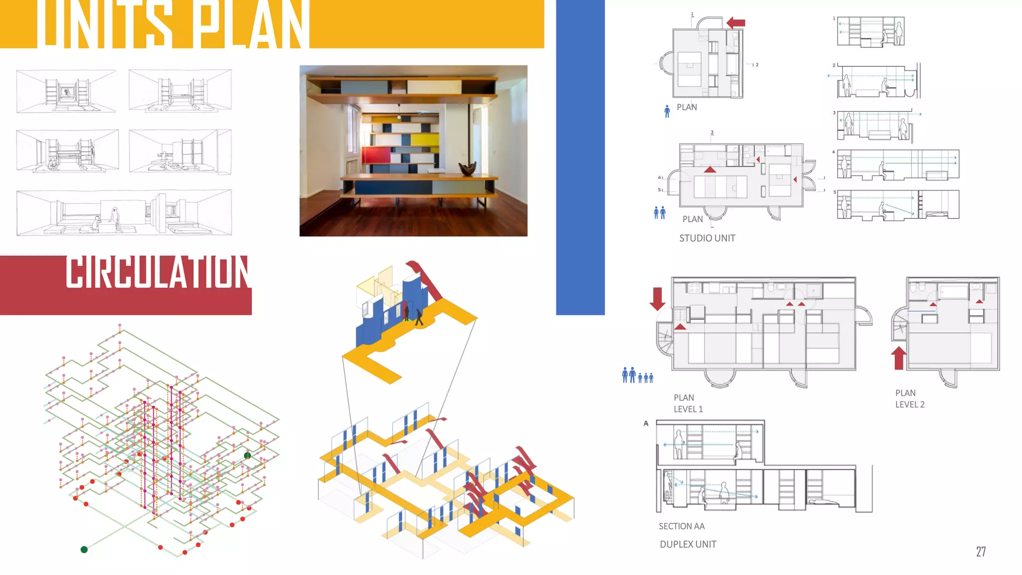 UNITS PLAN
DUPLEX UNIT
PLAN
LEVEL 1
PLAN
LEVEL 2
SECTION AA
27
STUDIO UNIT
PLAN
PLAN
CIRCULATION
 