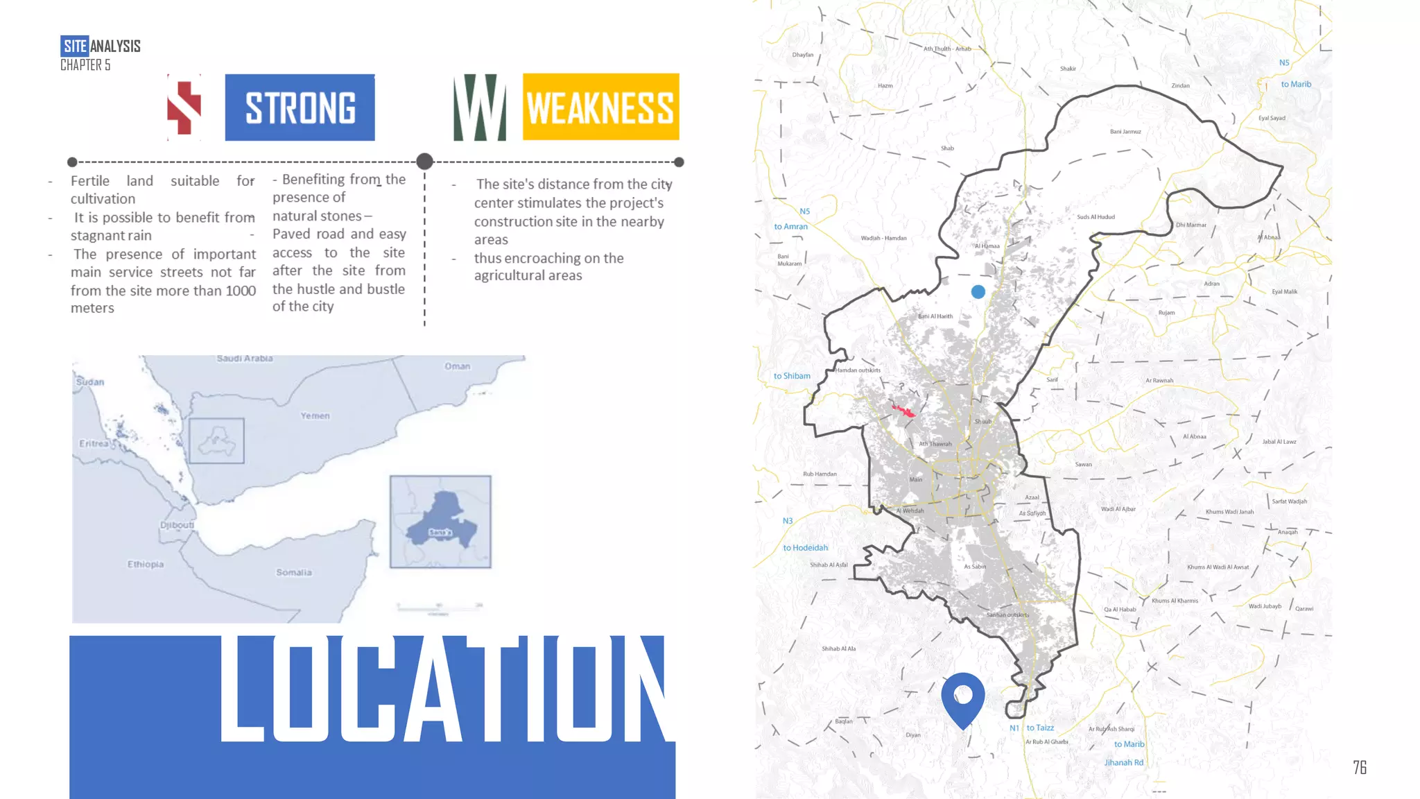 LOCATION
‫مميزات‬
SITE ANALYSIS
CHAPTER 5
76
 