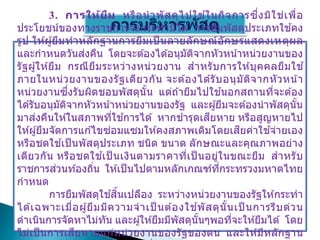 การบริหารพัสดุ
3. การให้ยืม หรือนาพัสดุไปใช ้ในกิจการซึ่งมิใช่เพื่อ
ประโยชน์ของทางราชการจะกระทามิได ้ การยืมพัสดุประเภทใช ้คง
รูป ให ้ผู้ยืมทาหลักฐานการยืมเป็ นลายลักษณ์อักษรแสดงเหตุผล
และกาหนดวันส่งคืน โดยจะต ้องได ้อนุมัติจากหัวหน้าหน่วยงานของ
รัฐผู้ให ้ยืม กรณียืมระหว่างหน่วยงาน สาหรับการให ้บุคคลยืมใช ้
ภายในหน่วยงานของรัฐเดียวกัน จะต ้องได ้รับอนุมัติจากหัวหน้า
หน่วยงานซึ่งรับผิดชอบพัสดุนั้น แต่ถ ้ายืมไปใช ้นอกสถานที่จะต ้อง
ได ้รับอนุมัติจากหัวหน้าหน่วยงานของรัฐ และผู้ยืมจะต ้องนาพัสดุนั้น
มาส่งคืนให ้ในสภาพที่ใช ้การได ้ หากชารุดเสียหาย หรือสูญหายไป
ให ้ผู้ยืมจัดการแก ้ไขซ่อมแซมให ้คงสภาพเดิมโดยเสียค่าใช ้จ่ายเอง
หรือชดใช ้เป็ นพัสดุประเภท ชนิด ขนาด ลักษณะและคุณภาพอย่าง
เดียวกัน หรือชดใช ้เป็ นเงินตามราคาที่เป็ นอยู่ในขณะยืม สาหรับ
ราชการส่วนท ้องถิ่น ให ้เป็นไปตามหลักเกณฑ์ที่กระทรวงมหาดไทย
กาหนด
การยืมพัสดุใช ้สิ้นเปลือง ระหว่างหน่วยงานของรัฐให ้กระทา
ได ้เฉพาะเมื่อผู้ยืมมีความจาเป็ นต ้องใช ้พัสดุนั้นเป็ นการรีบด่วน
ดาเนินการจัดหาไม่ทัน และผู้ให ้ยืมมีพัสดุนั้นๆพอที่จะให ้ยืมได ้ โดย
ไม่เป็ นการเสียหายแก่หน่วยงานของรัฐของตน และให ้มีหลักฐาน
 