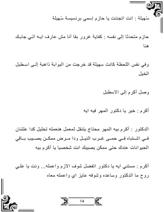 14
‫هيل‬ُ‫س‬ ‫براسيس‬ ‫إسمي‬ ‫حظزو‬ ‫جظ‬ ‫الجنن‬ ‫اا‬ : ‫هيل‬ُ‫س‬
‫يل‬‫ي‬‫ظب‬ ‫يي‬‫ي‬‫ال‬ ‫يب‬‫ي‬‫اج‬ ‫عظرف‬ ‫ال‬ ‫أاظ‬ ‫بقظ‬ ‫رور‬ ‫فظج‬ : ‫افسب‬ ‫إلع‬ ‫ظ‬ ‫اتف‬ ‫حظزو‬
‫دنظ‬
‫يطبل‬‫ي‬‫اس‬ ‫يع‬‫ي‬‫إل‬ ‫ذادب‬ ‫البداب‬ ‫اظ‬ ‫ر‬ ‫ق‬ ‫سهيل‬ ‫ظا‬ ‫اللف‬ ‫افل‬ ‫وفي‬
‫الخيل‬
‫االسطبل‬ ‫إلع‬ ‫رو‬ ‫أ‬ ‫وصل‬
‫اجب‬ ‫فيب‬ ‫المهر‬ ‫تدر‬ ‫ة‬ ‫جظ‬ ‫ير‬ : ‫رو‬ ‫أ‬
‫علمظن‬ ‫ا‬ ‫لفليل‬ ‫دنعملب‬ ‫لمعمل‬ ‫جتنقل‬ ‫افتظج‬ ‫المهر‬ ‫بيب‬ ‫رو‬ ‫أ‬ : ‫تدر‬ ‫ال‬
‫بييظقي‬ ‫جصيييب‬ ‫امكييظ‬ ‫اييرض‬ ‫وةا‬ ‫النيييل‬ ‫ييرف‬ ‫حمييع‬ ‫فييي‬ ‫اةييتبظو‬ ‫فييي‬
‫بيب‬ ‫رو‬ ‫أ‬ ‫جظ‬ ‫ةخصيظ‬ ‫اا‬ ‫جصيبل‬ ‫امكظ‬ ‫حتع‬ ‫ك‬ ‫عن‬ ‫الفيدااظ‬
‫يي‬‫ي‬‫عل‬ ‫جظ‬ ‫وا‬ ‫واعملب‬ ‫االزو‬ ‫ةدف‬ ‫الفضل‬ ‫تدر‬ ‫ة‬ ‫جظ‬ ‫اجب‬ ‫استني‬ : ‫رو‬ ‫أ‬
‫و‬ ‫و‬ ‫وسظع‬ ‫تدر‬ ‫ال‬ ‫اظ‬ ‫روح‬
‫اعظو‬ ‫واعملب‬ ‫ا‬ ‫عظجز‬ ‫ةدفب‬
 