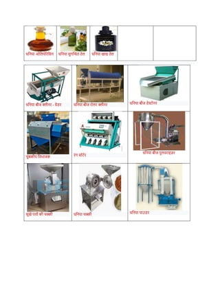 धनिया ओनलयोरेनसि धनिया सुगक्तित तेल धनिया खाद्य तेल
धनिया र्ीज क्लीिर - ग्रेडर धनिया र्ीज रोलर क्लीिर धनिया र्ीज डेस्टोिर
चुंर्कीय नवभाजक रंग सॉटधर
धनिया र्ीज पुलवराइज़र
सूखे पिों की चक्की धनिया चक्की धनिया पाउडर
 