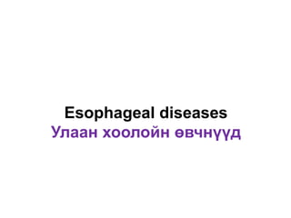 Esophageal diseases
Улаан хоолойн өвчнүүд
 
