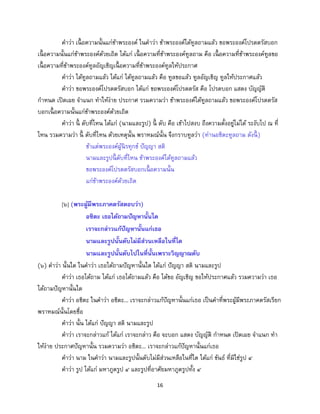 16
คาว่า เนื้ อความนั้นแก่ข้าพระองค์ ในคาว่า ข้าพระองค์ได้ทูลถามแล้ว ขอพระองค์โปรดตรัสบอก
เนื้ อความนั้นแก่ข้าพระองค์ด้วยเถิด ได้แก่ เนื้ อความที่ข้าพระองค์ทูลถาม คือ เนื้ อความที่ข้าพระองค์ทูลขอ
เนื้ อความที่ข้าพระองค์ทูลอัญเชิญเนื้ อความที่ข้าพระองค์ทูลให้ประกาศ
คาว่า ได้ทูลถามแล้ว ได้แก่ ได้ทูลถามแล้ว คือ ทูลขอแล้ว ทูลอัญเชิญ ทูลให้ประกาศแล้ว
คาว่า ขอพระองค์โปรดตรัสบอก ได้แก่ ขอพระองค์โปรดตรัส คือ โปรดบอก แสดง บัญญัติ
กาหนด เปิดเผย จาแนก ทาให้ง่าย ประกาศ รวมความว่า ข้าพระองค์ได้ทูลถามแล้ว ขอพระองค์โปรดตรัส
บอกเนื้ อความนั้นแก่ข้าพระองค์ด้วยเถิด
คาว่า นี้ ดับที่ไหน ได้แก่ (นามและรูป) นี้ ดับ คือ เข้าไปสงบ ถึงความตั้งอยู่ไม่ได้ ระงับไป ณ ที่
ไหน รวมความว่า นี้ ดับที่ไหน ด้วยเหตุนั้น พราหมณ์นั้น จึงกราบทูลว่า (ท่านอชิตะทูลถาม ดังนี้ )
ข้าแต่พระองค์ผู้นิรทุกข์ ปัญญา สติ
นามและรูปนี้ ดับที่ไหน ข้าพระองค์ได้ทูลถามแล้ว
ขอพระองค์โปรดตรัสบอกเนื้ อความนั้น
แก่ข้าพระองค์ด้วยเถิด
[๖] (พระผู้มีพระภาคตรัสตอบว่า)
อชิตะ เธอได้ถามปัญหานั้นใด
เราจะกล่าวแก้ปัญหานั้นแก่เธอ
นามและรูปนั้นดับไม่มีส่วนเหลือในที่ใด
นามและรูปนั้นดับไปในที่นั้นเพราะวิญญาณดับ
(๖) คาว่า นั้นใด ในคาว่า เธอได้ถามปัญหานั้นใด ได้แก่ ปัญญา สติ นามและรูป
คาว่า เธอได้ถาม ได้แก่ เธอได้ถามแล้ว คือ ได้ขอ อัญเชิญ ขอให้ประกาศแล้ว รวมความว่า เธอ
ได้ถามปัญหานั้นใด
คาว่า อชิตะ ในคาว่า อชิตะ... เราจะกล่าวแก้ปัญหานั้นแก่เธอ เป็นคาที่พระผู้มีพระภาคตรัสเรียก
พราหมณ์นั้นโดยชื่อ
คาว่า นั้น ได้แก่ ปัญญา สติ นามและรูป
คาว่า เราจะกล่าวแก้ ได้แก่ เราจะกล่าว คือ จะบอก แสดง บัญญัติ กาหนด เปิดเผย จาแนก ทา
ให้ง่าย ประกาศปัญหานั้น รวมความว่า อชิตะ... เราจะกล่าวแก้ปัญหานั้นแก่เธอ
คาว่า นาม ในคาว่า นามและรูปนั้นดับไม่มีส่วนเหลือในที่ใด ได้แก่ ขันธ์ ที่มิใช่รูป ๔
คาว่า รูป ได้แก่ มหาภูตรูป ๔ และรูปที่อาศัยมหาภูตรูปทั้ง ๔
 