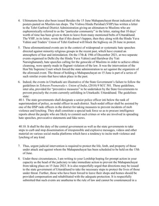 4. Ultimatums have also been issued Besides the 15 June Mahapanchayat threat indicated oil the
posters pasted on Muslim-ru...