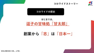 コロワイドストーリー
はじまりは、
逗子の甘味処「甘太郎」
コロワイドの歴史
創業から「志」は「日本一」
 