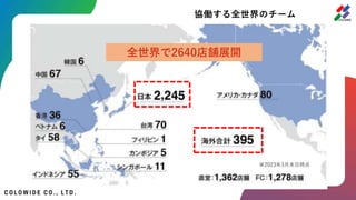 協働する全世界のチーム
全世界で2640店舗展開
※2023年3月末日時点
 