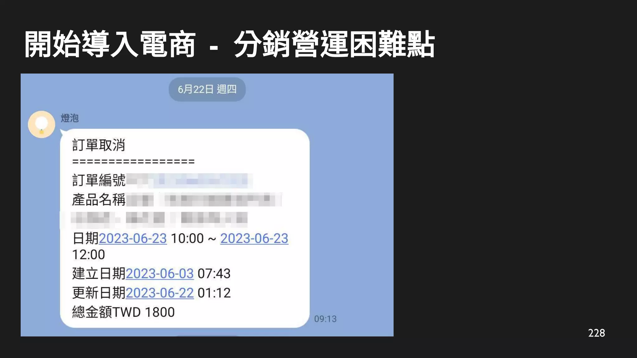 228
開始導入電商 - 分銷營運困難點
 