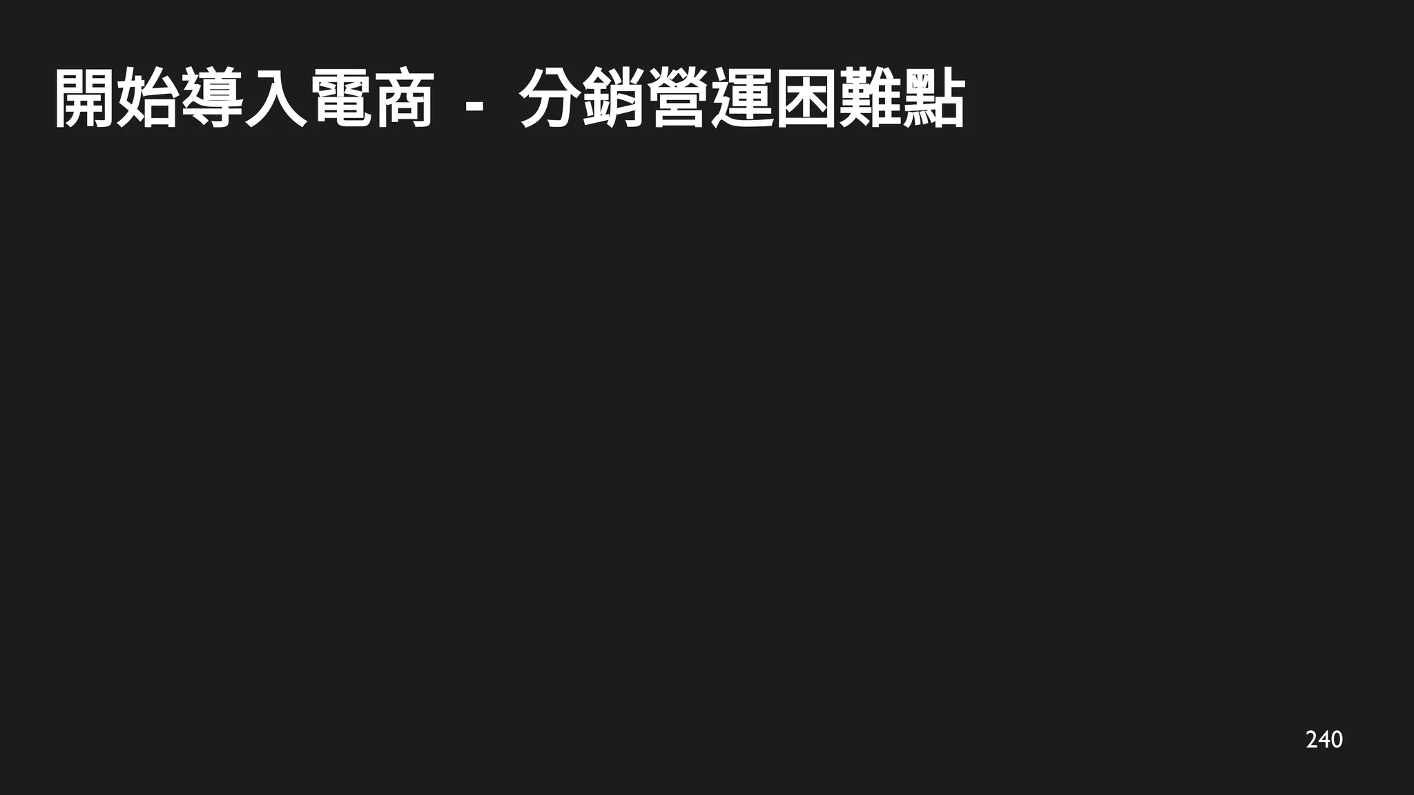 240
開始導入電商 - 分銷營運困難點
 