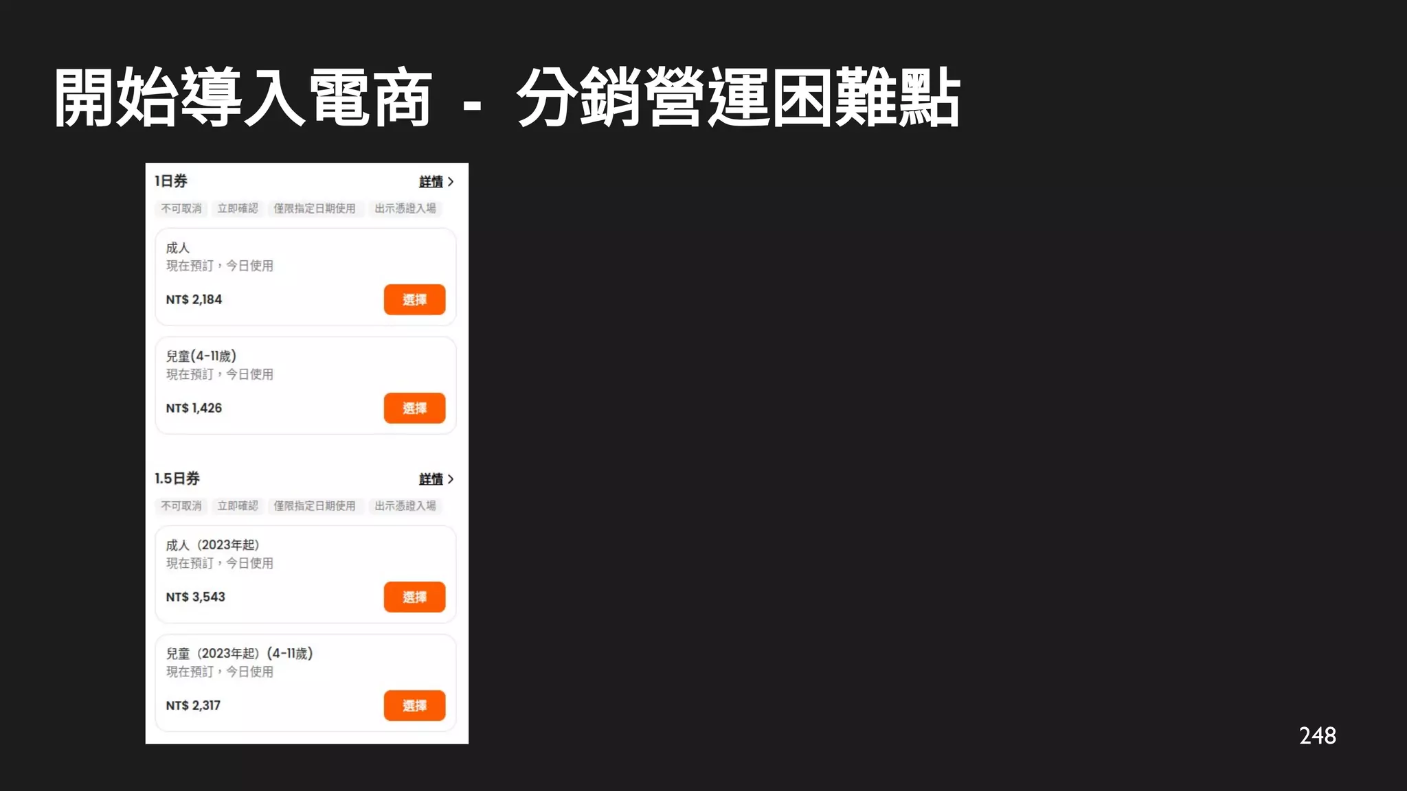 248
開始導入電商 - 分銷營運困難點
 