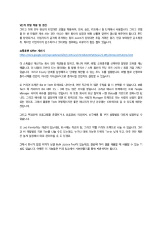 5단계 모델 적용 및 갱신
그리고 이제 모두 완성이 되었다면 모델을 적용하여, 오퍼, 승진, 리프레시 등 단계에서 사용합니다. 그리고 모델
을 한 번 만들면 계속 쓰는 것이 아니라 매년 회사의 성장과 변화 상황에 맞추어 갱신을 해주어야 합니다. 투자
를 받았다거나, 기업가치가 급격히 증가하는 등의 event가 있었다면 주당 가격은 증가, 인당 부여량은 감소하겠
죠. 하지만 기업가치가 감소하거나 그대로일 경우에는 바꾸기가 힘든 점도 있습니다.
스톡옵션 Offer 계산기
https://docs.google.com/spreadsheets/d/1741RxwVcz93sbAU1IPaRiMwunLMAy56t6kceih54Q3k/edit
이 스톡옵션 계산기는 회사 안의 직군들을 정하고, 매니저 여부, 레벨, 오퍼종류를 선택하면 알맞은 오퍼를 계산
해줍니다. 이 내용의 기반이 되는 데이터는 총 발행 주식수 / 스톡 옵션의 주당 가격 (시가) / 최종 기업 가치가
있습니다. 그리고 Equity 단계를 설정해주고, 단계별 제안할 수 있는 주식 수를 설정합니다. 레벨 별로 선형으로
증가시켜줄 것인지, 아니면 기하급수적으로 증가시킬 것인지도 설정할 수 있습니다.
또 커리어 트랙은 Biz or Tech 트랙으로 나뉘는데, 어떤 직군에 더 많은 주식을 줄 지 선택할 수 있습니다. 보통
Tech 쪽 커리어가 Biz 대비 1.5 ~ 3배 정도 많은 주식을 받습니다. 그리고 매니저 트랙에서는 IC와 People
Manager 사이의 배수를 설정하는 것입니다. 이 또한 회사의 보상 철학과 시장 Dataa를 기반으로 정하시면 됩
니다. 그리고 배수를 1로 설정하게 되면 IC 트랙으로 가는 사람과 Manager 트랙으로 가는 사람의 보상이 같게
되는 것이죠. 그래서 훌륭한 Tech 개발자이지만 좋은 매니저가 아닌 경우에는 IC트랙으로 갈 수 있도록 해주는
것입니다.
그리고 핵심인재 프로그램을 운영하거나, 프로모션, 리프레시, 신규채용 등 부여 상황별로 다르게 설정하실 수
있습니다.
또 Job Family라는 개념이 있는데요, 회사에는 직군과 팀, 그리고 역할 커리어 트랙으로 나눌 수 있습니다. 그리
고 이 역할별로 지분 Tier를 나눌 수도 있는데요, 누구나 대체 가능한 자원의 Tier는 낮게 두고, 아주 귀한 자원
은 높게 설정해서 따로 관리하실 수 도 있겠죠.
그래서 회사가 점점 커지다 보면 Bulk Update Tool이 있는데요, 한번에 여러 명을 채용할 때 사용할 수 있는 기
능도 있습니다. 어쨋든 이 기능들은 위의 링크에서 사본만들기를 통해 사용하시면 됩니다.
 