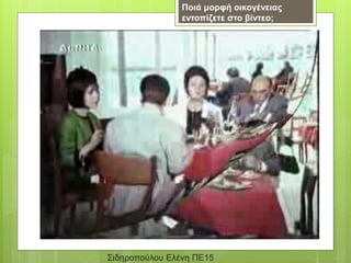 Ποιά μορφή οικογένειας
εντοπίζετε στο βίντεο;
Σιδηροπούλου Ελένη ΠΕ15
 