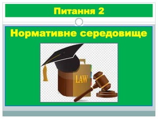 Питання 2
Нормативне середовище
 
