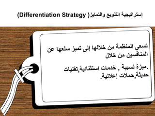 ‫والتمايز‬ ‫التنويع‬ ‫إستراتيجية‬
(
Differentiation Strategy
)
 