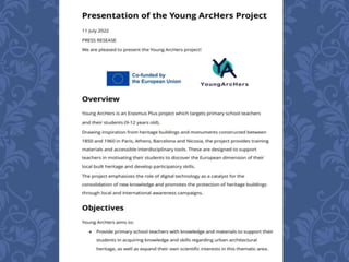 Young ArcHers Erasmus+ project  dissemination 