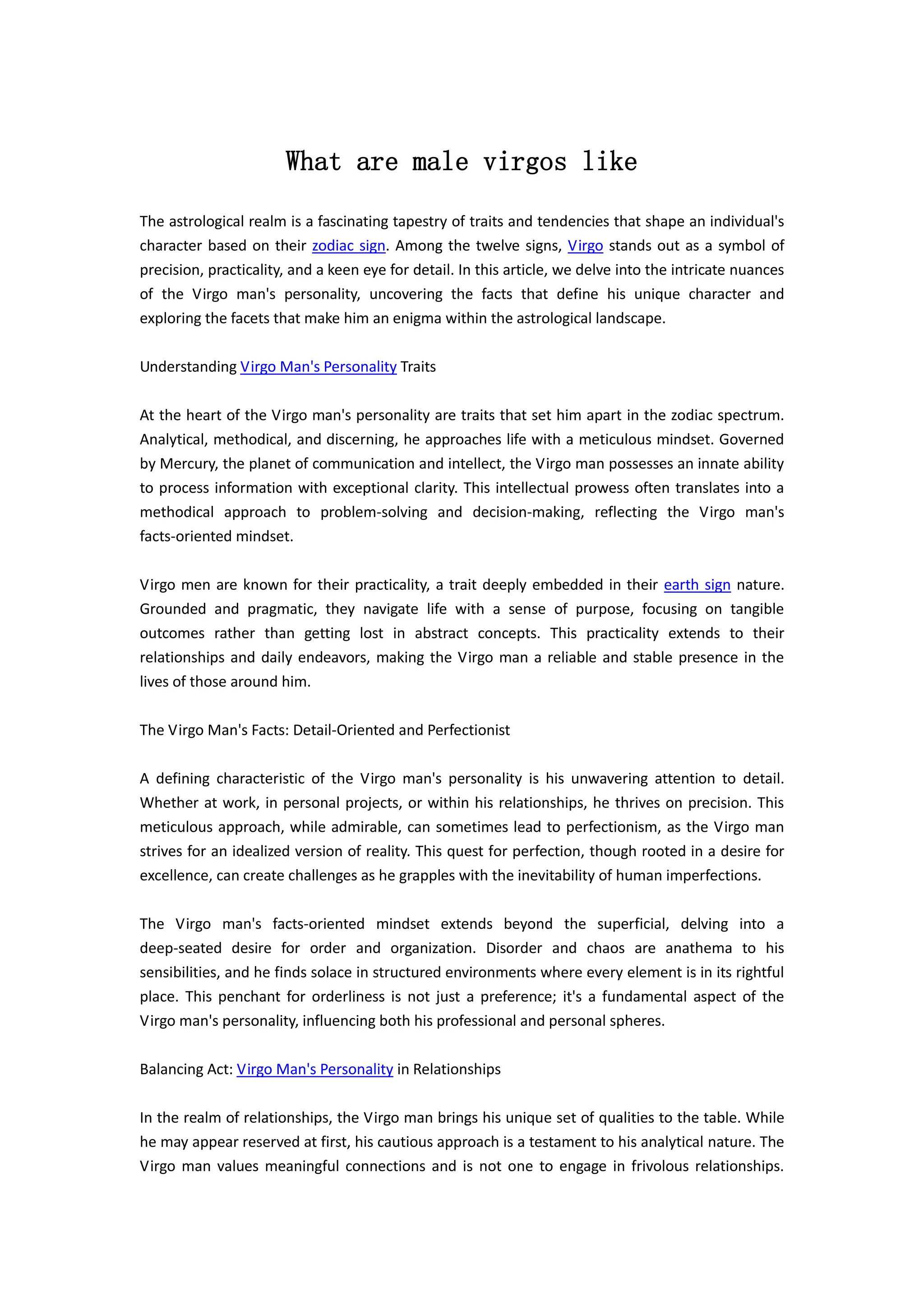 What are male virgos like DOC