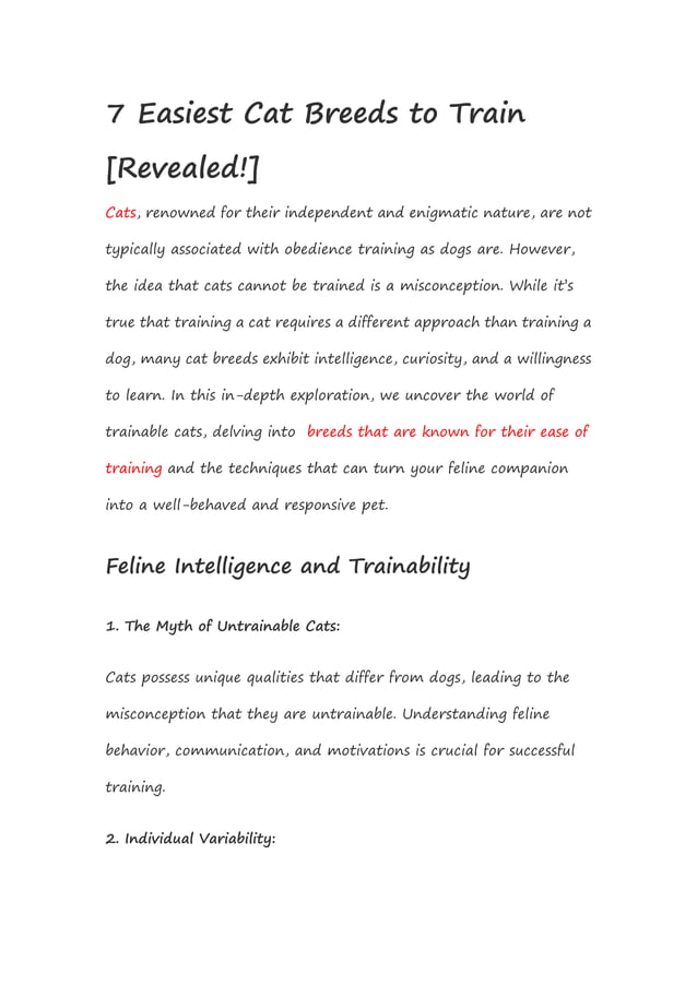 7 Easiest Cat Breeds to Train [Revealed!] PDF