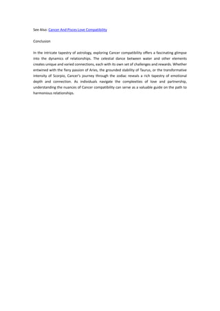 What signs is Cancer most compatible with | DOC | Cancer | Diseases and