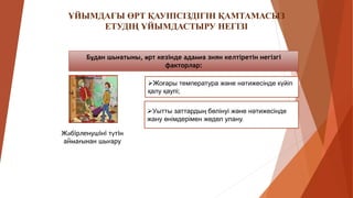 Бұдан шығатыны, өрт кезінде адамға зиян келтіретін негізгі
факторлар:
Жоғары температура және нәтижесінде күйіп
қалу қаупі;
Уытты заттардың бөлінуі және нәтижесінде
жану өнімдерімен жедел улану.
ҰЙЫМДАҒЫ ӨРТ ҚАУІПСІЗДІГІН ҚАМТАМАСЫЗ
ЕТУДІҢ ҰЙЫМДАСТЫРУ НЕГІЗІ
Жәбірленушіні түтін
аймағынан шығару
 