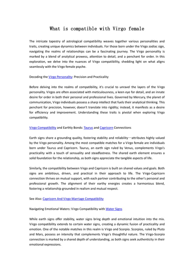 What is compatible with Virgo female PDF