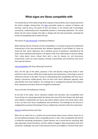 What signs are libras compatible with | DOC
