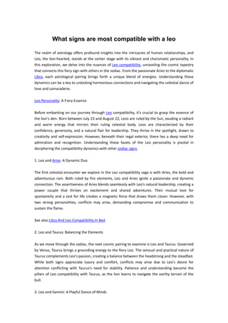 What signs are most compatible with a leo  PDF