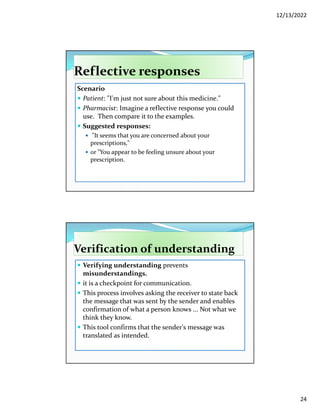 Reflection Response Communication skills | PDF