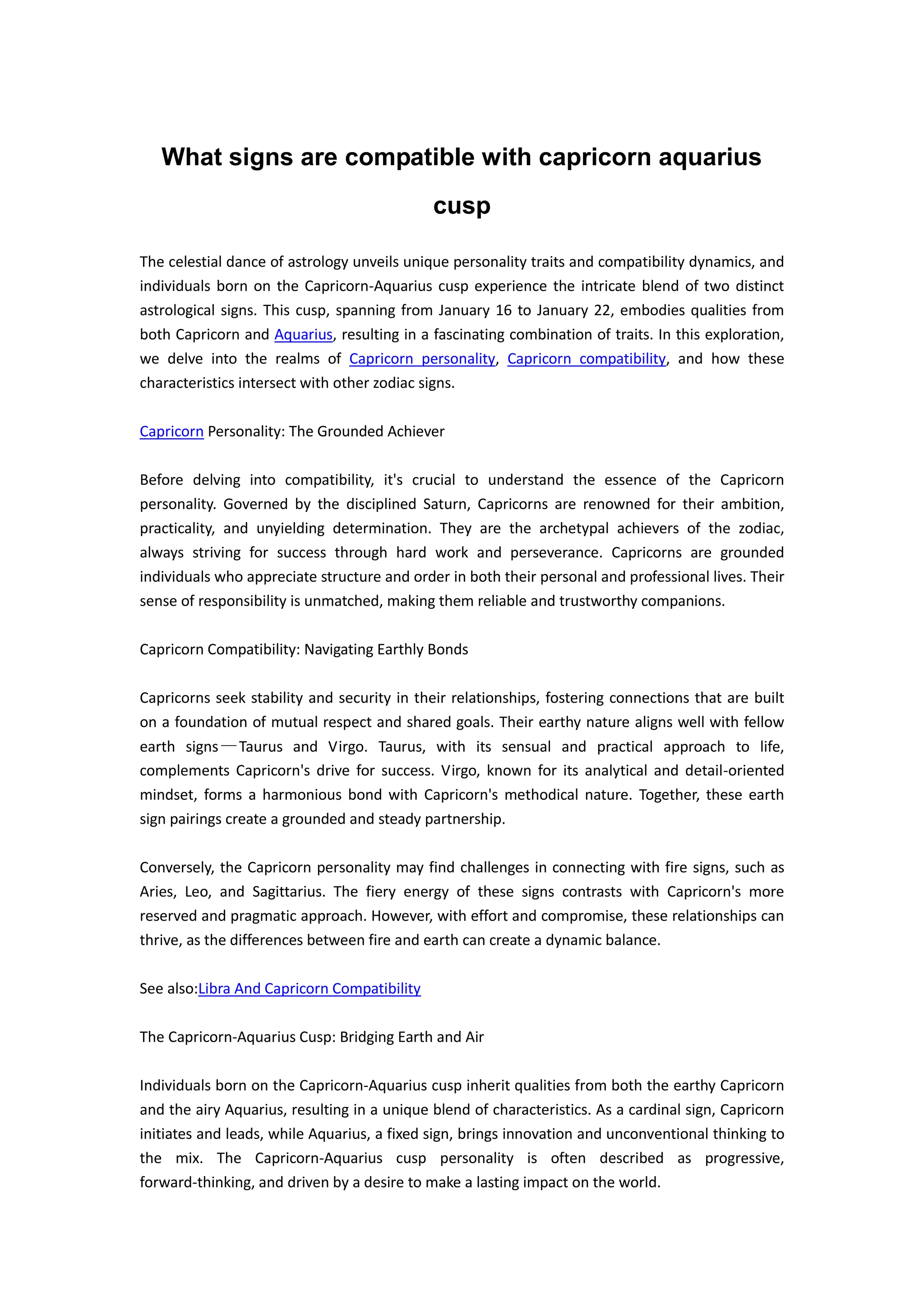What signs are compatible with capricorn aquarius cusp | PDF