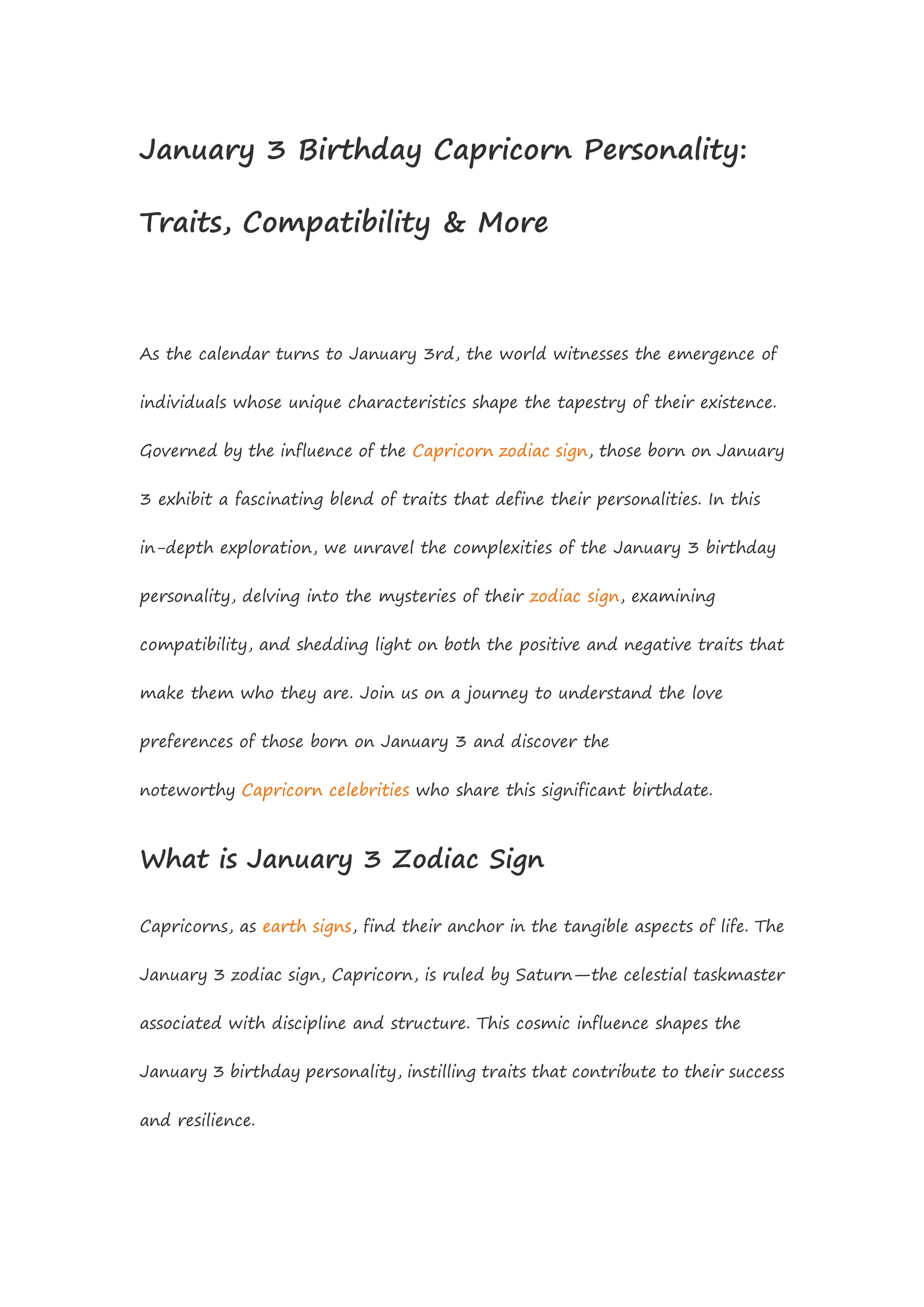 January 3 Birthday Capricorn Personality: Traits, Compatibility & More